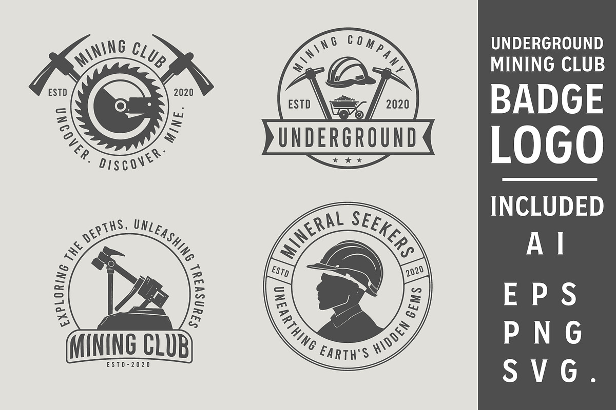 Vintage Underground Mining Logos, a Branding & Logo Template by Billah Hub (Photo 1 of 4)
