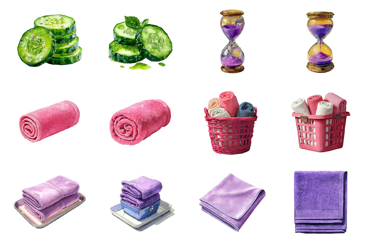 Watercolor Spa Day Clipart, an Illustration by Design Market (Photo 2 of 3)
