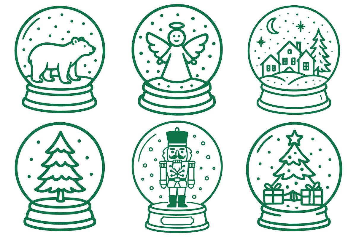 Christmas Snow Globes Hand Drawn Pac, an Illustration by Daily.Designs (Photo 5 of 7)