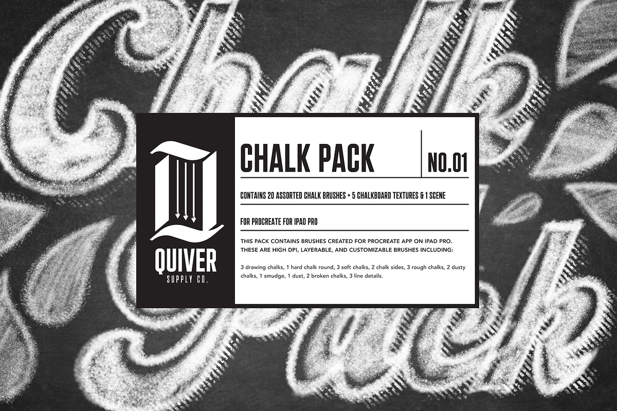 Chalk Brush Pack for Procreate, a Brush Add-On by Quiver Supply Co. (Photo 1 of 9)