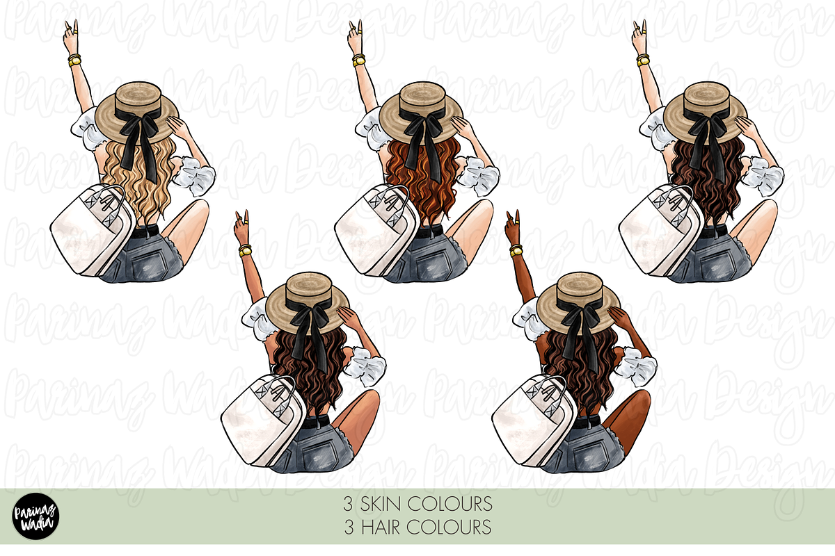 Neutral travel girls clipart set png, a Person Illustration by Parinaz Wadia Design (Photo 5 of 10)