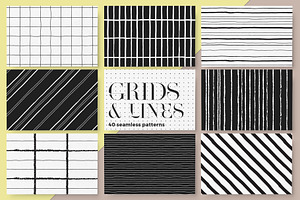 Grids & Lines Seamless Patterns, a Pattern Graphic by Youandigraphics