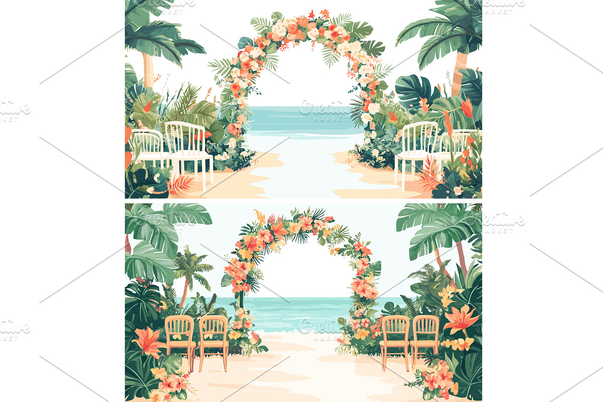 Wedding flowers arches cartoon, an Illustration by Onyx