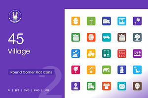 Village Filled Round Corner Icons, an Icon by IconBunny