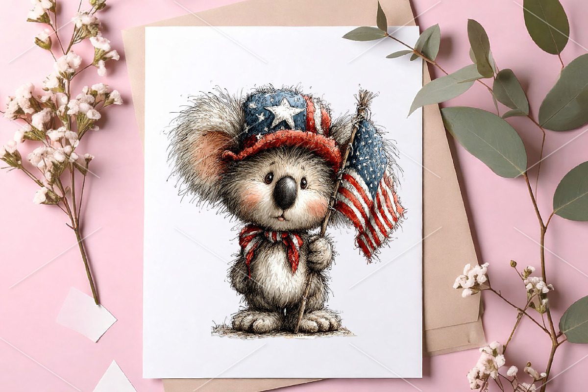 Whimsical 4th of July Animals PNG, a Seasonal Illustration by Canvas Craft (Photo 7 of 7)