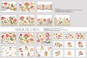 Magical Lawn Seamless Patterns