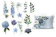 Watercolor dusty blue flowers., an Illustration by yulia.sukhanova (Thumbnail 2 of 3)