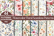 Watercolor Floral Seamless Patterns, a Pattern Graphic by DreamCafeArt (Thumbnail 1 of 7)