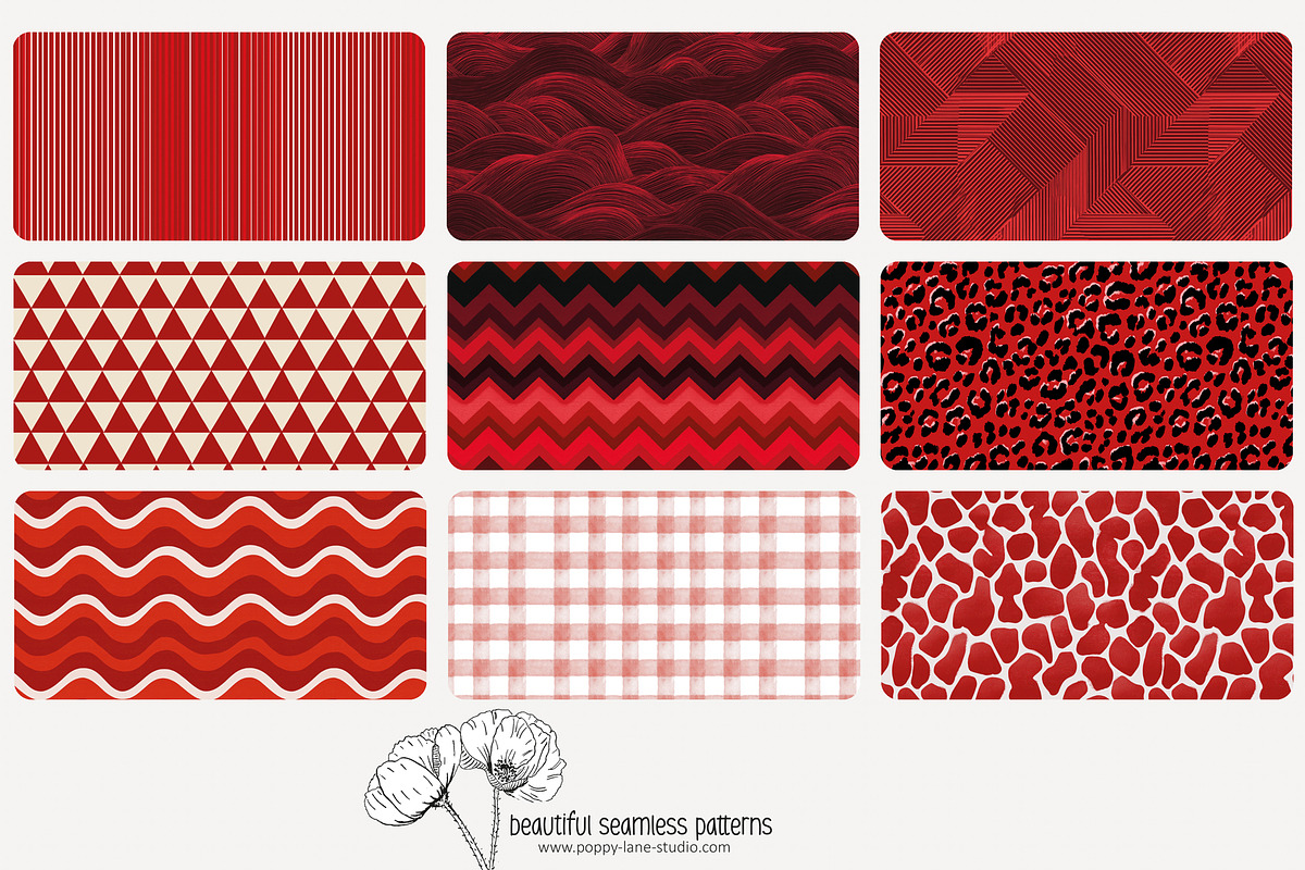 80 red geometric seamless pattern, a Pattern Graphic by Poppy Lane Studio (Photo 4 of 11)