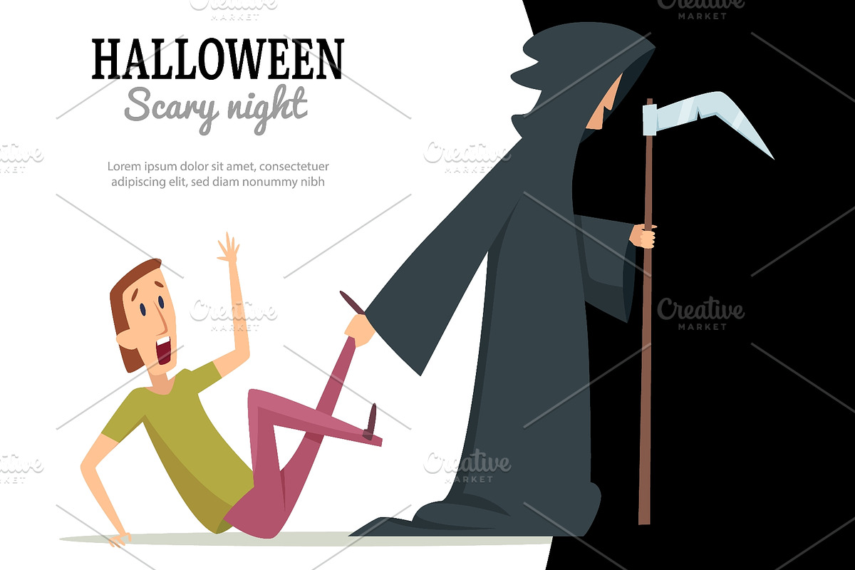 Grim reaper chasing scared man, a Person Illustration by Onyx (Photo 2 of 3)