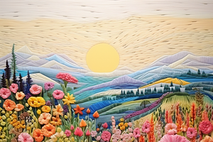 Embroidery Floral Landscape