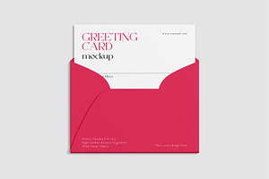 Greeting Card Mockup & Red Envelope, a Mockup by graphypix