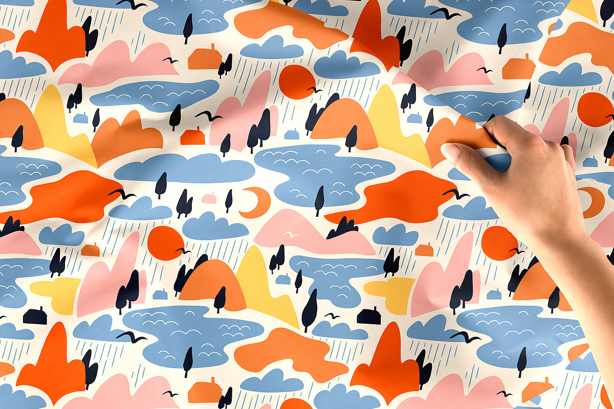 Abstract landscape seamless pattern, a Pattern Graphic by Alenkakarabanova (Photo 2 of 3)