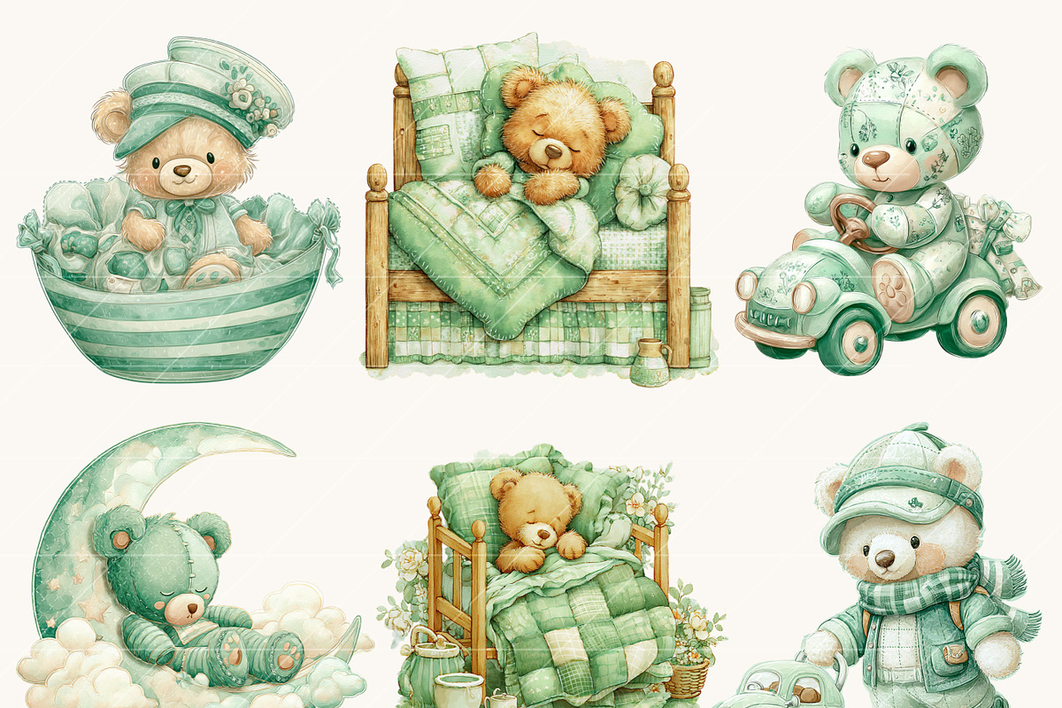 Watercolor Teddy Bear Clipart, an Object Illustration by Design Scotch (Photo 3 of 9)