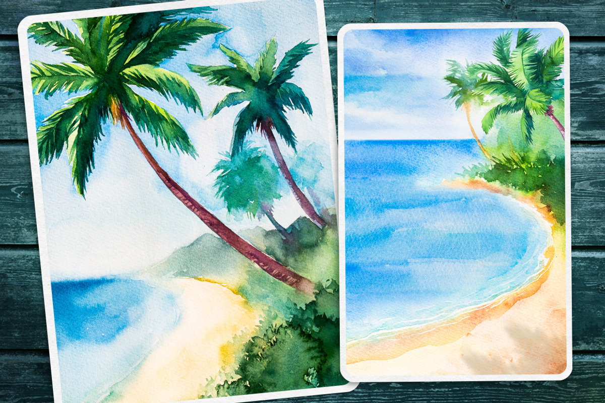 Seascapes 2. Watercolor set., an Illustration by AlexGreenArt (Photo 2 of 9)