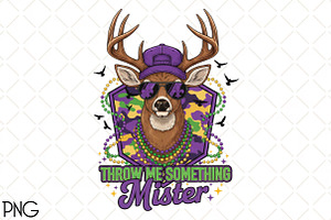 Mardi Gras Deer Sublimation PNG, an Illustration by Black Bird Studio