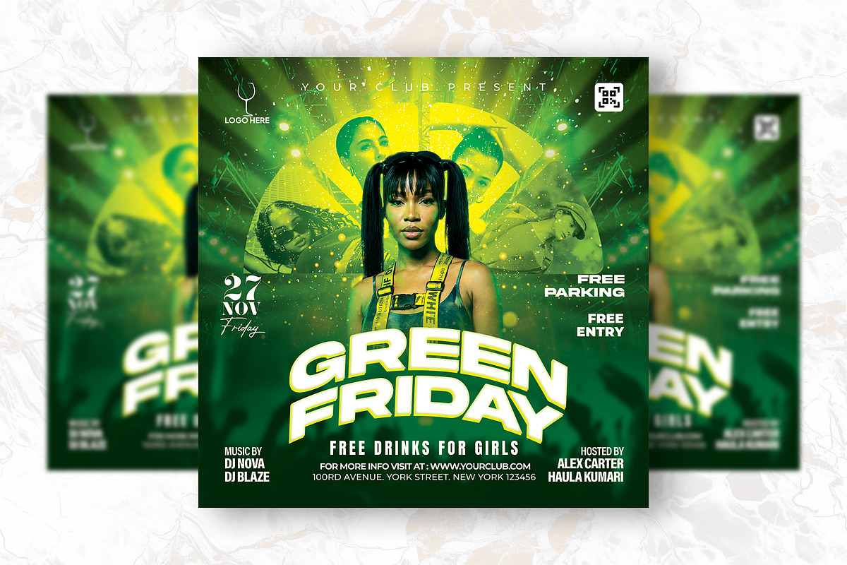 Green Friday Party Flyer Design, a Flyer Template by Shajib Shikder (Photo 2 of 2)