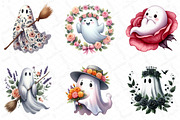 Halloween Floral Ghost Clipart, an Illustration by DreamPrint404 (Thumbnail 3 of 7)