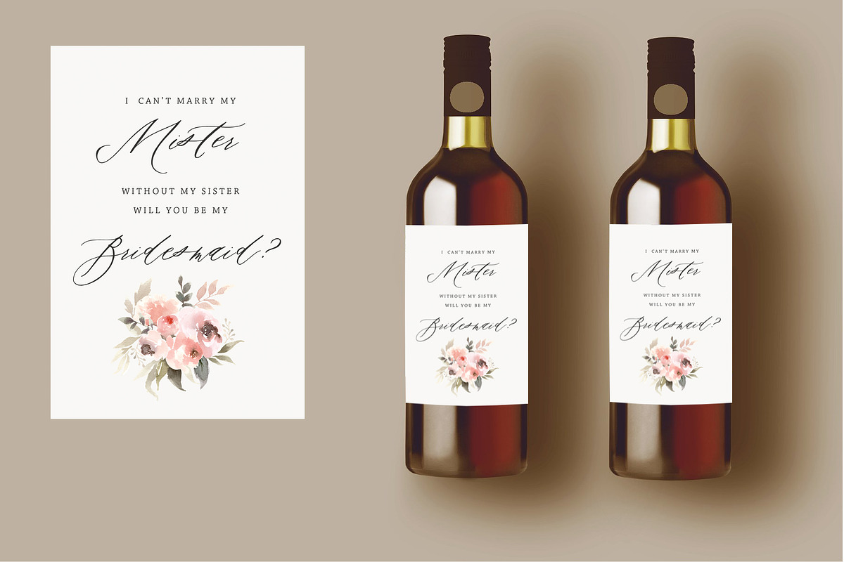 Bridesmaid Proposal Wine Label, an Invitation Template by Marham Labeling Co
