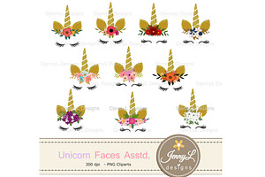 Flower Unicorn Clipart, an Illustration by JennyL Designs