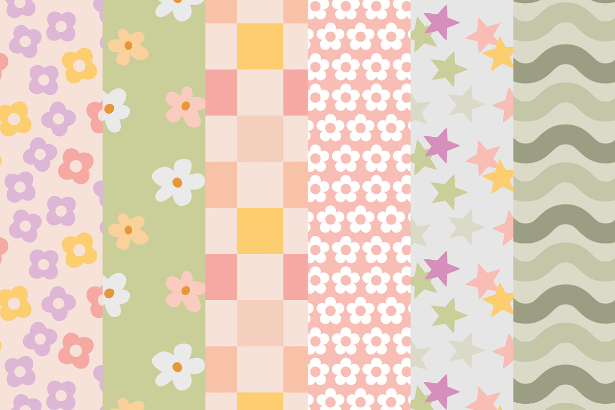 Brianna Retro Seamless Patterns, a Pattern Graphic by Emilie Cliche (Photo 4 of 8)