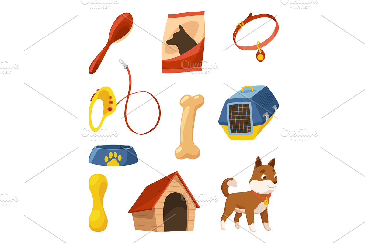 Dog accessories shop icons, an Object Illustration by the8monkey