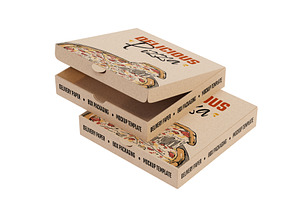 Pizza Box Packaging Paper Mockup