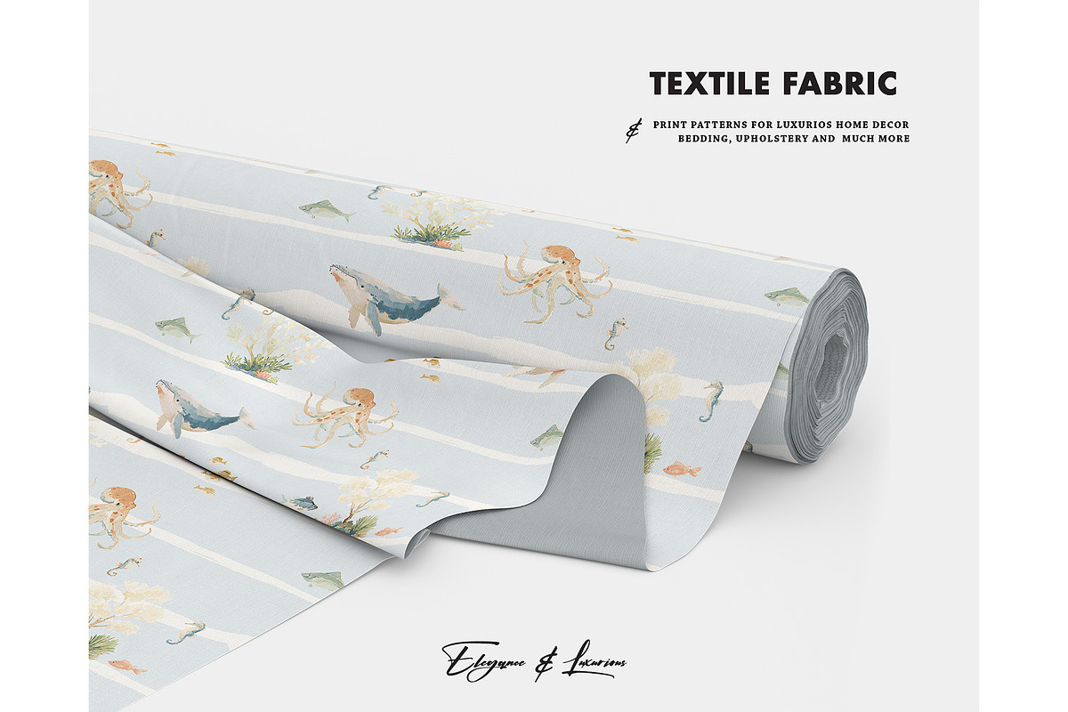Underwater sea creatures pattern, a Pattern Graphic by Milatoo (Photo 3 of 4)