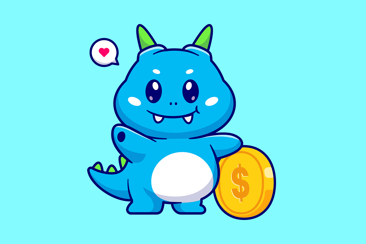 Cute Monster With Gold Coin Cartoon, an Animal Illustration by Catalyst Labs (Photo 1 of 3)