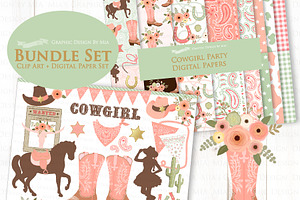 Cowgirl Peach Clipart Pattern