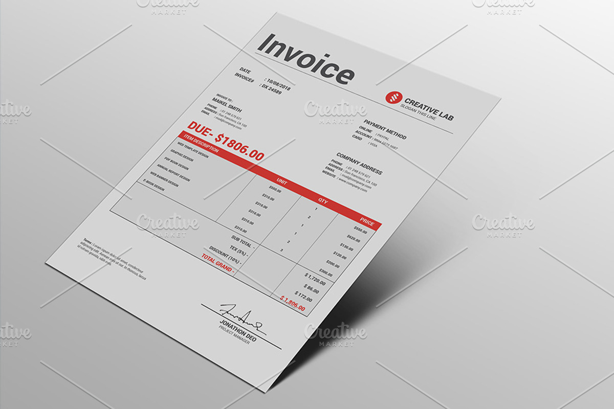 Creative Lab Invoice, a Stationery Template by alimran24
