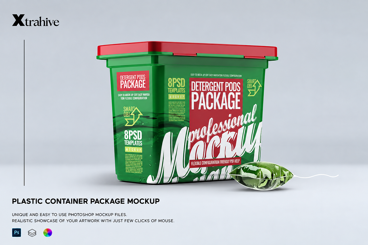 Detergent Pods Package Mockup, a Packaging Mockup by Xtrahive (Photo 1 of 2)