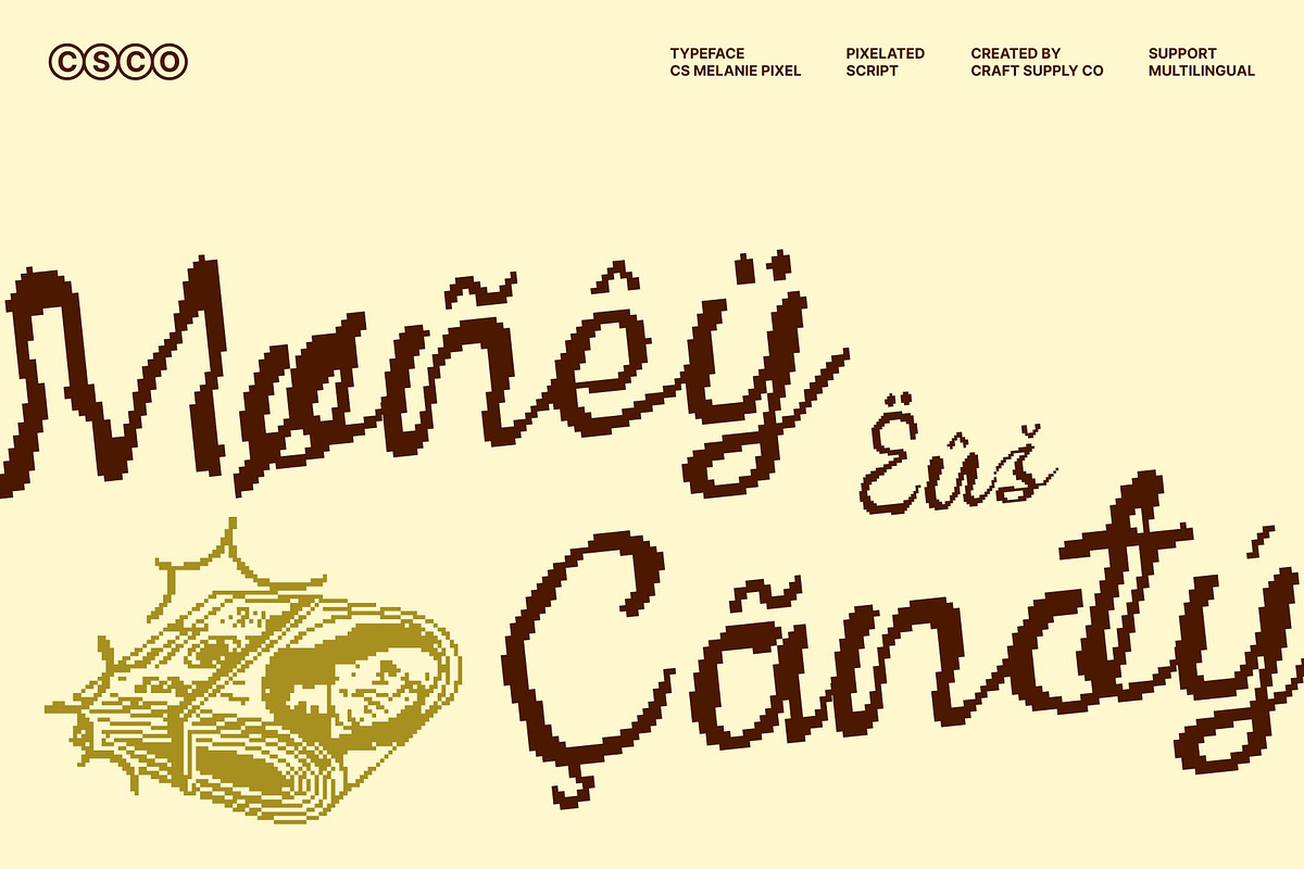 CS Melanie Pixel, a Script Font by Craft Supply Co. (Photo 5 of 8)