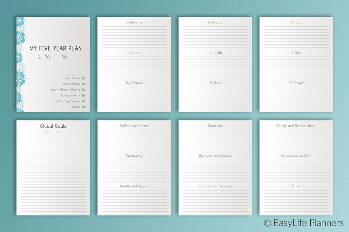 Five YEAR Plan for Big Happy Planner, a Stationery Template by EasyLifePlanners (Photo 2 of 4)