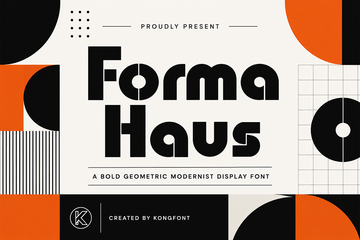 Forma Haus - Bold Geometric Display, a Sans Serif Font by overlaytemplates (Photo 1 of 5)