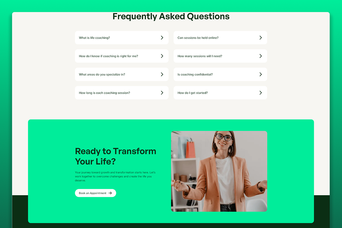 Mentra Health Coach Framer Template, a Landing Page Template by Flow Samurai Templates (Photo 4 of 4)