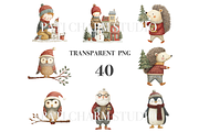 40 Christmas Village Clipart, a Decorative Illustration by Pati Charm Studio (Thumbnail 3 of 8)