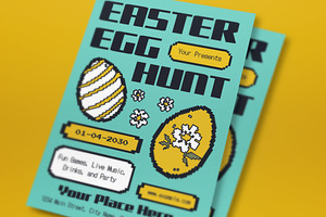 Cyan Y2K Easter Egg Hunt Flyer Set