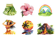 Watercolor Hawaii Clipart, an Illustration by CreationArt (Thumbnail 5 of 5)