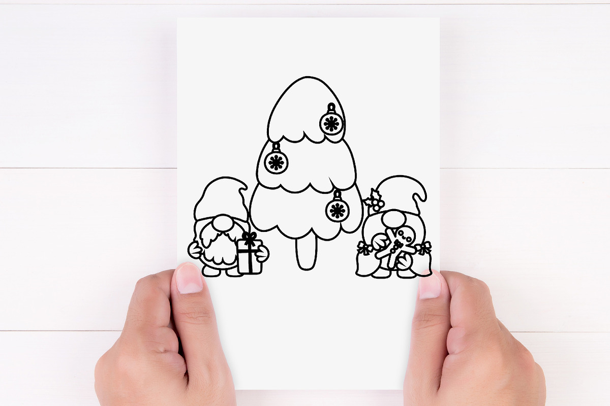 Gnomes Christmas Outline Clipart, a Decorative Illustration by Noey smiley (Photo 5 of 6)