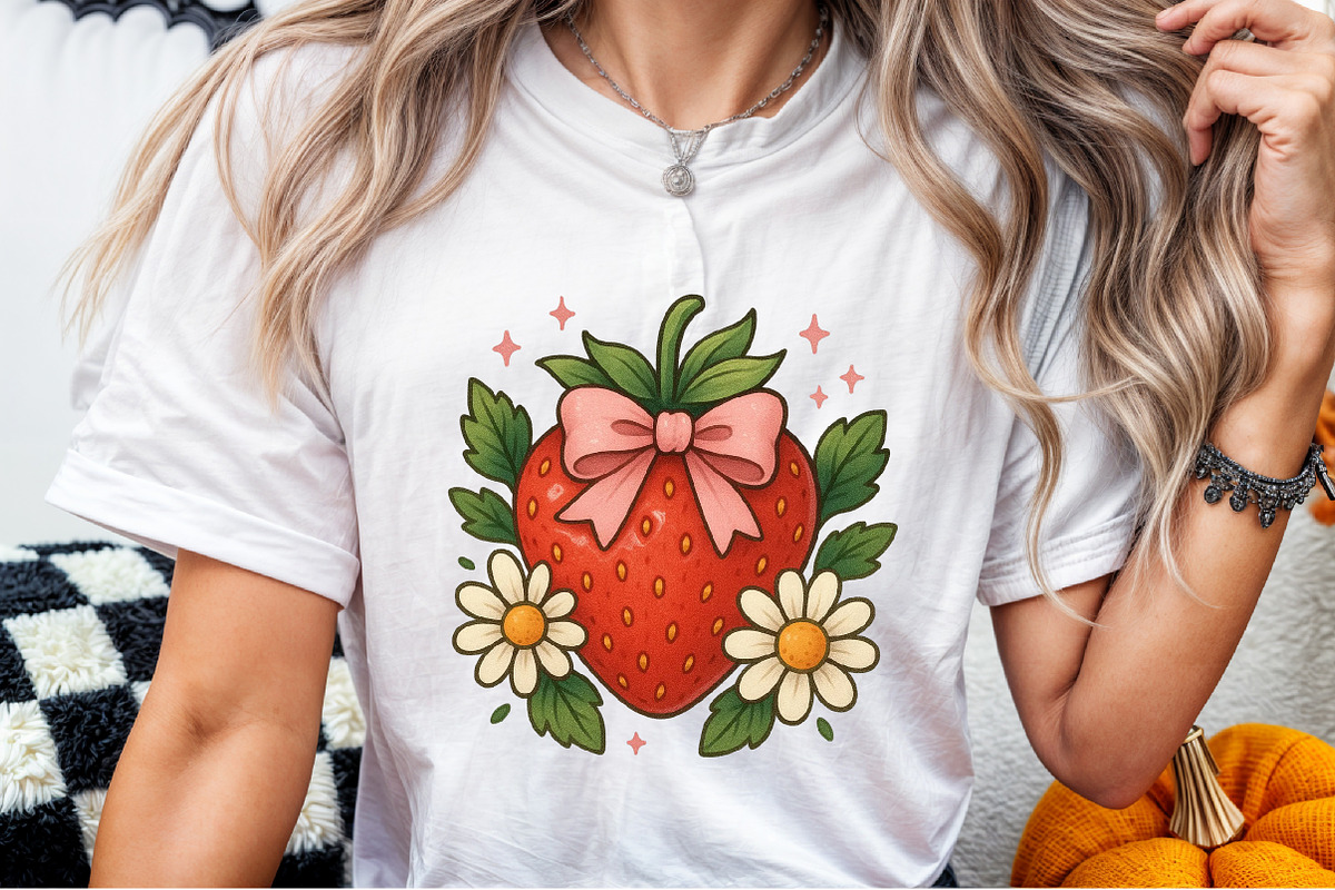 Strawberry Flower Pink Coquette Bow, an Illustration by Sublimation Artist (Photo 2 of 9)