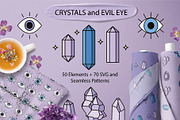 Crystals and Evil Eye illustrations, a Background Graphic by illustrator_natalie (Thumbnail 1 of 11)