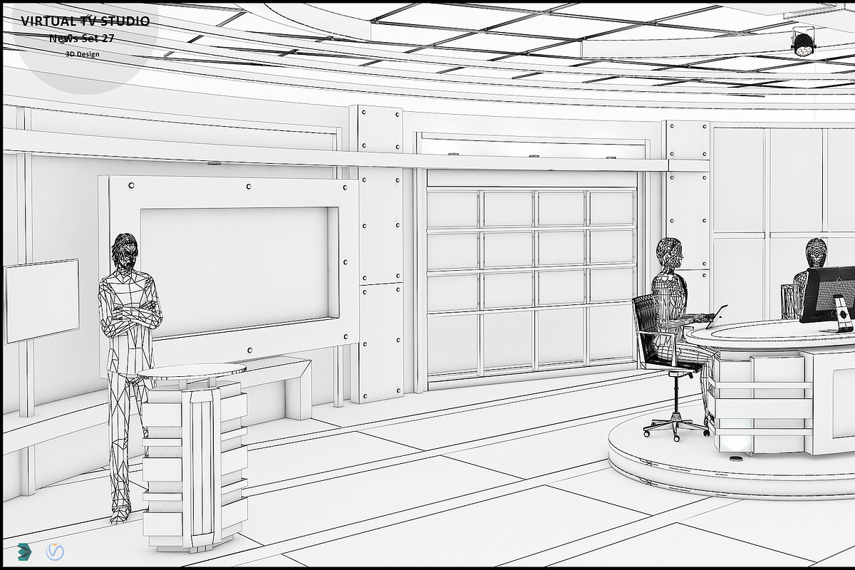 Virtual TV Studio News Set 27, an Architecture 3D Model by akerStudio (Photo 17 of 49)