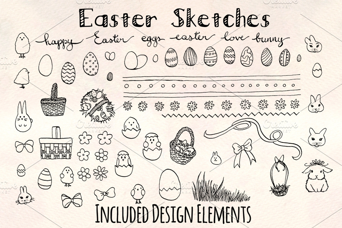 Easter Bunny Watercolor Graphics Kit, an Illustration by Violet LeBeaux (Photo 3 of 5)