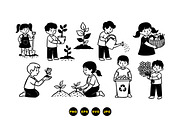 Kids Gardening Activity Clipart, an Illustration by designvectx (Thumbnail 2 of 3)