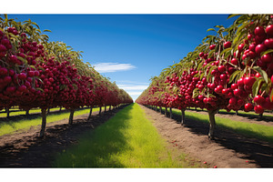 orchard cherry farm ai generated, a Nature Photo by pikepicture