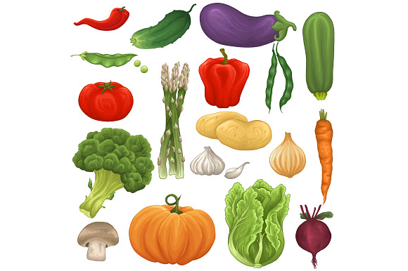 Vegetable set, patterns, backgrounds preview 6