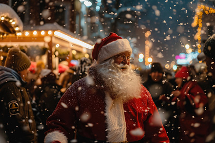 A man dressed as Santa Claus confide, a Photo by Iftikhar Alam
