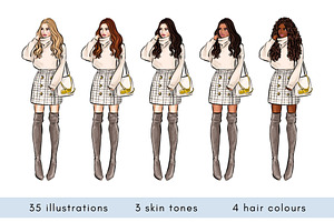 Winter Girls 4 Clipart Set