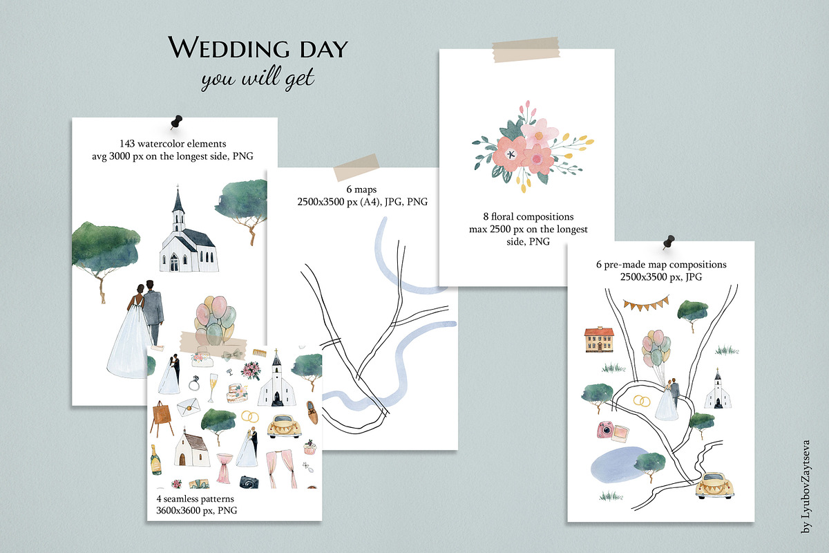 Watercolor Wedding Map Creator, a Decorative Illustration by LyubovZaytseva